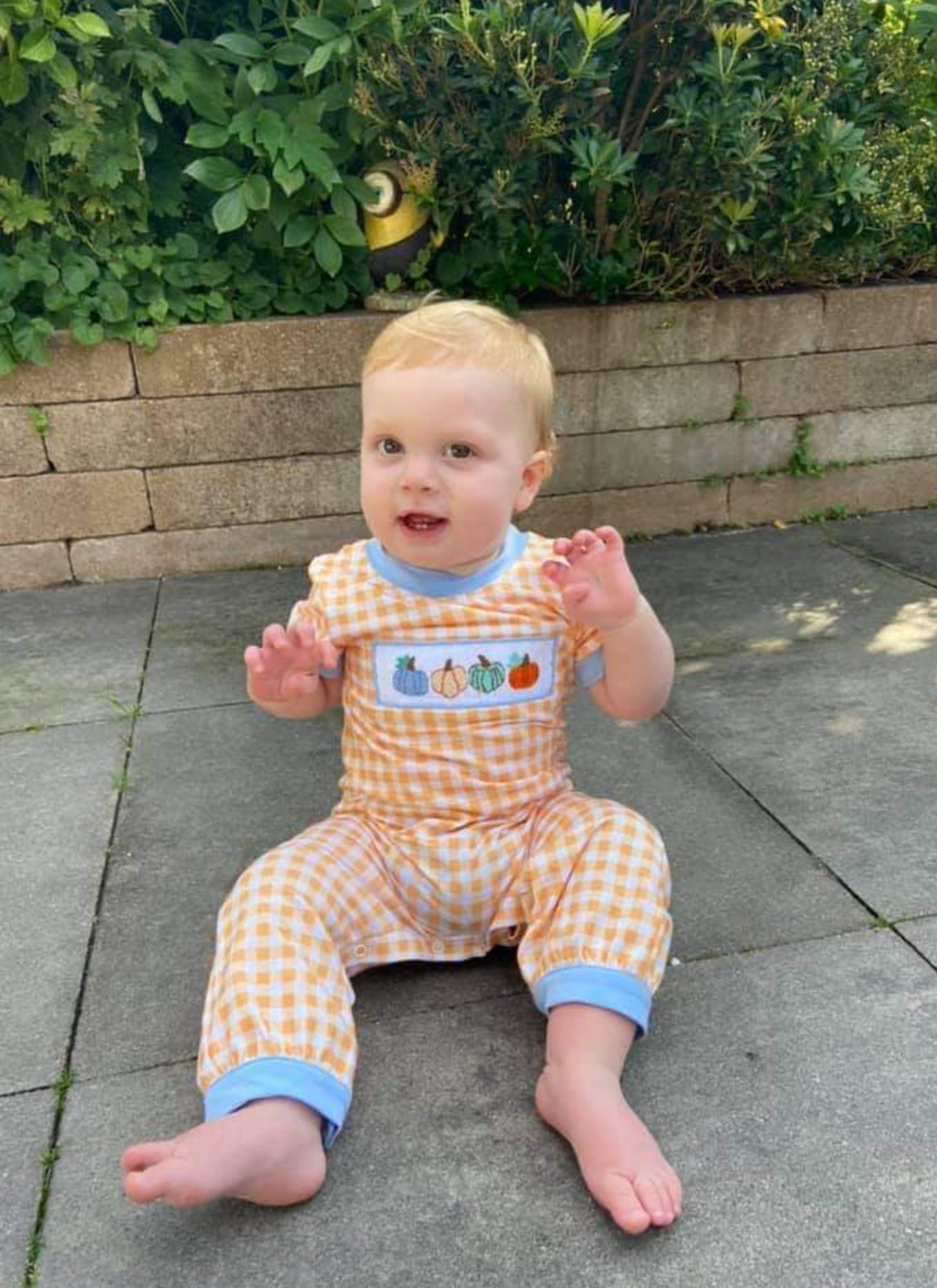 Pastel Pumpkin Smocked Romper