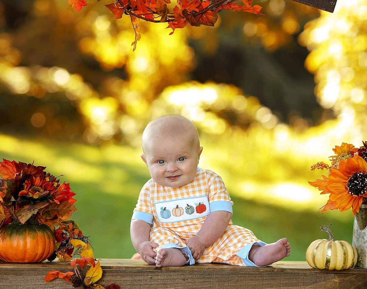 Pastel Pumpkin Smocked Romper