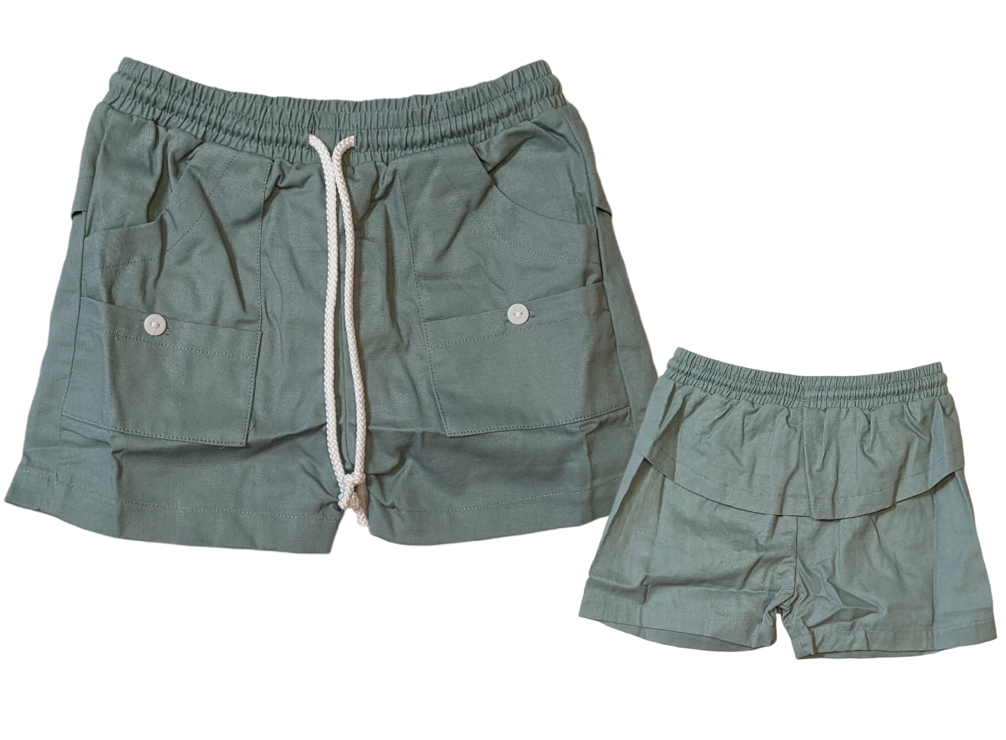 Sage Green Khaki Pull On Shorts
