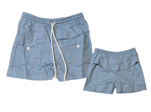 Blue Khaki Pull On Shorts