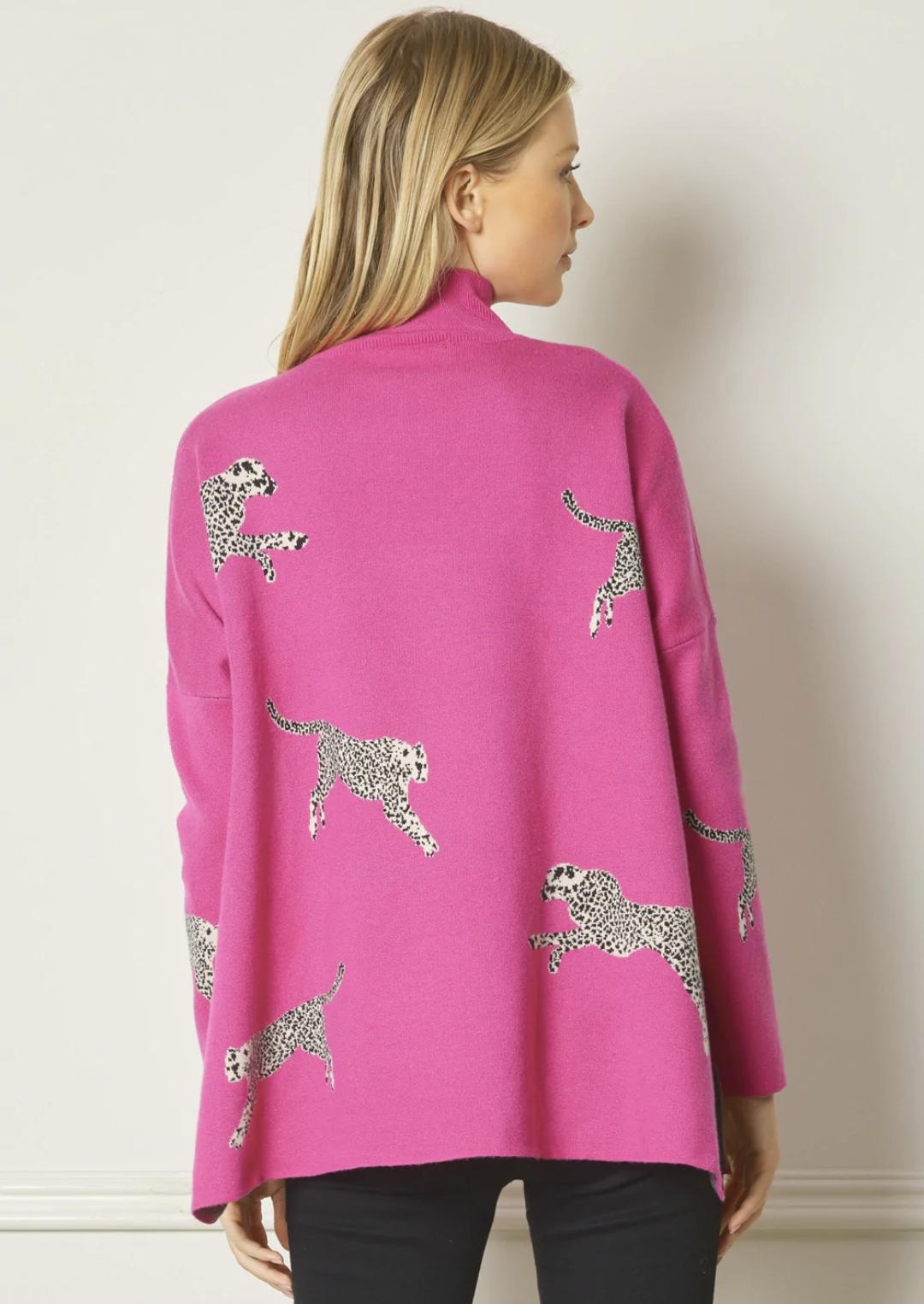 Hot Pink Oversized Leopard Sweater Olive You Kids Clothing