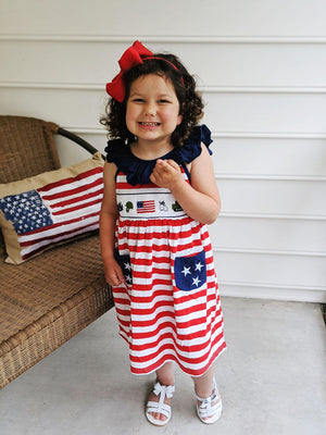 American Heroes Smocked Dress