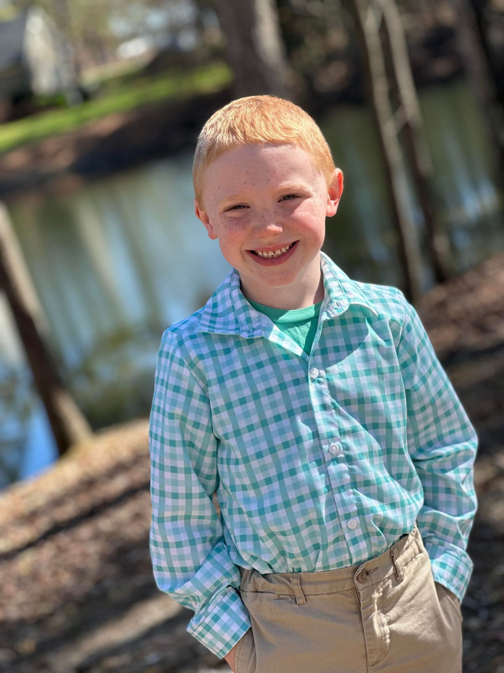 Mint Plaid Button Down Shirt