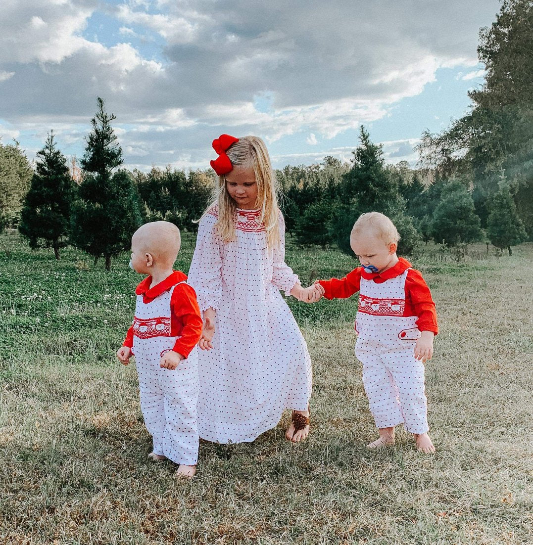 Swiss Dot Santa Smocked Bishop Dress