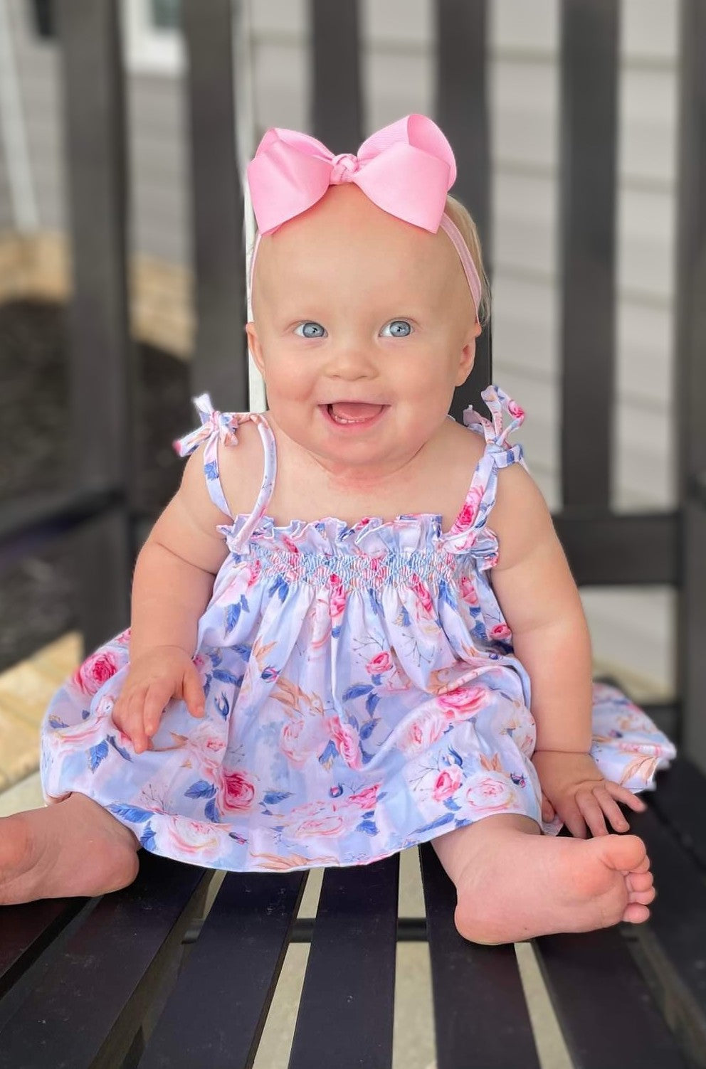 Roses & Stripes Smocked Bloomer Set